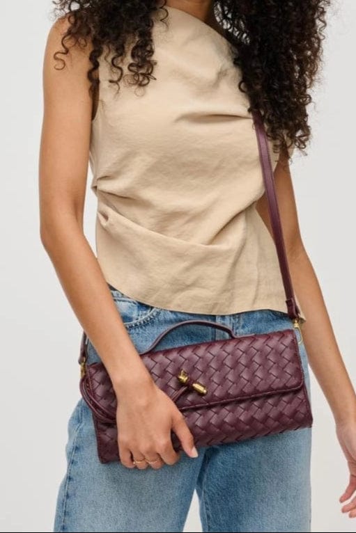 35362 Ada Woven Rectangle Satchel/Crossbody Bag - MiMi Wholesale