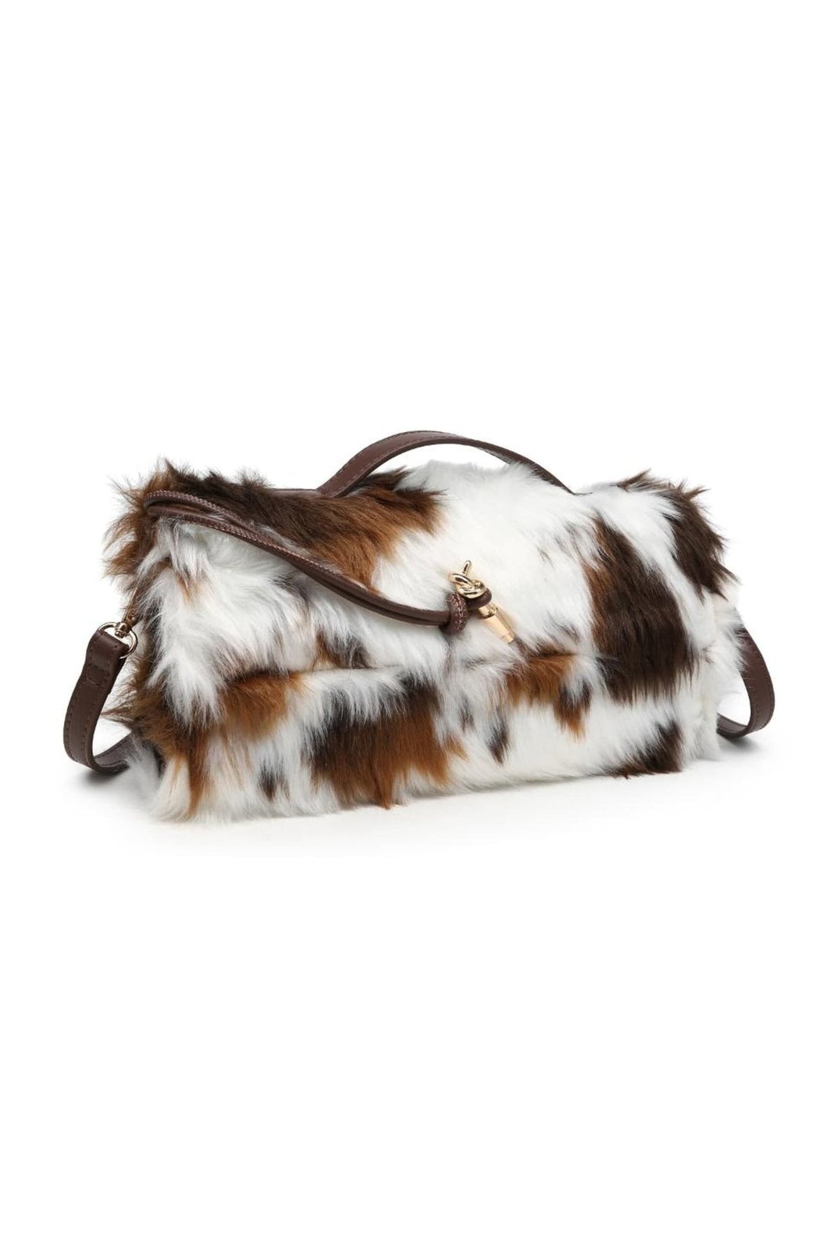 35362CF Ada Cow-Print Fluffy Flap Bag - MiMi Wholesale
