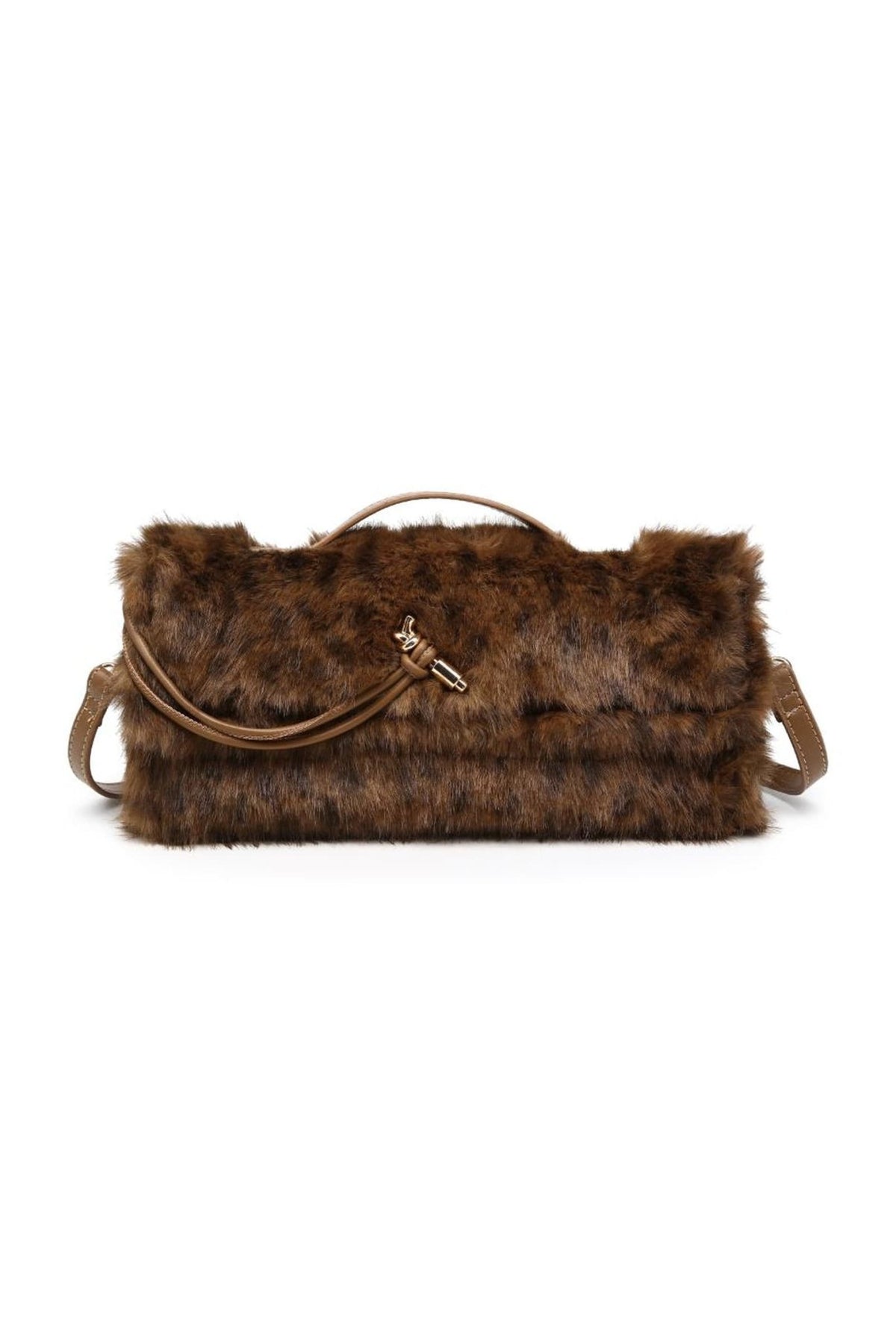 35362LF Ada Leopard-Pattern Fluffy Flap Bag - MiMi Wholesale