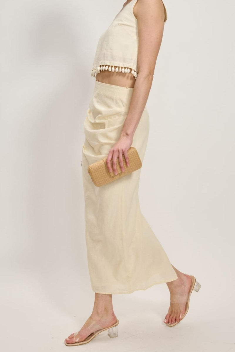35961ML Sylvi Straw Clutch Bag With Chain Strap - MiMi Wholesale