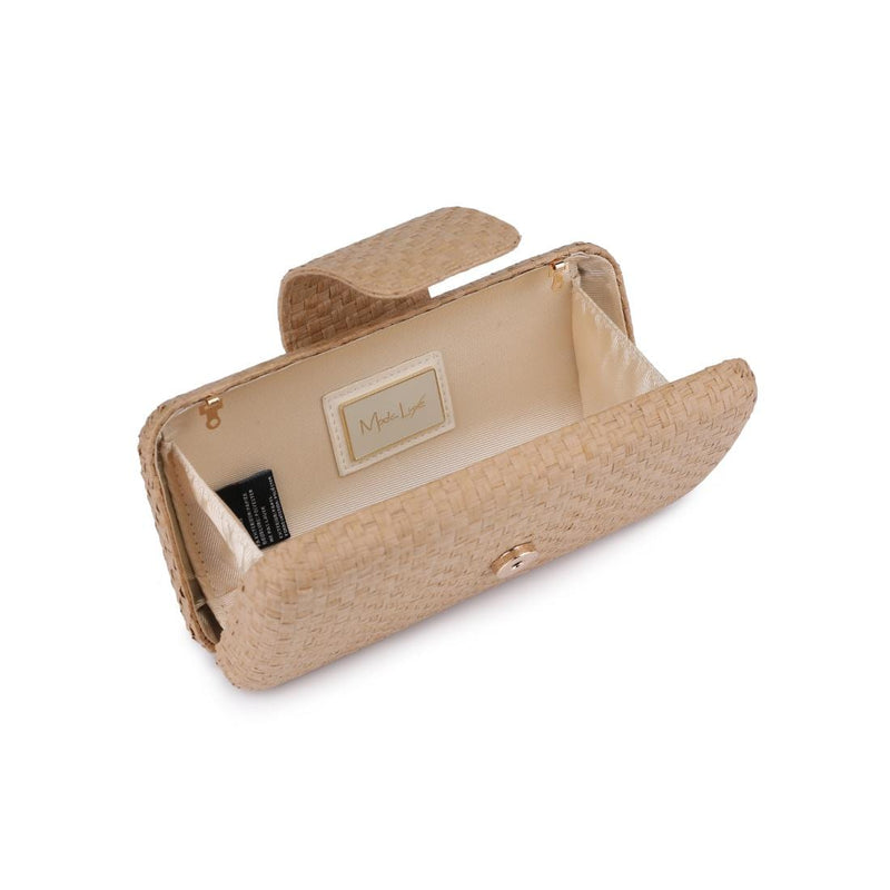 35961ML Sylvi Straw Clutch Bag With Chain Strap - MiMi Wholesale
