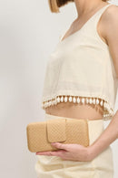 35961ML Sylvi Straw Clutch Bag With Chain Strap - MiMi Wholesale