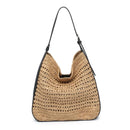 36007ML 2 in 1 Savannah Straw Hobo Tote Bag With Pouch - MiMi Wholesale