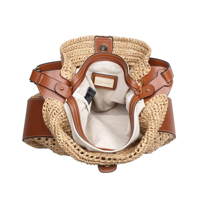 36007ML 2 in 1 Savannah Straw Hobo Tote Bag With Pouch - MiMi Wholesale