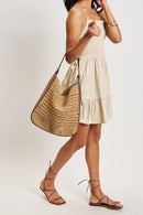 36007ML 2 in 1 Savannah Straw Hobo Tote Bag With Pouch - MiMi Wholesale