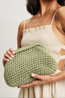 36047ML Anastasia Straw Clutch With Chain Strap - MiMi Wholesale