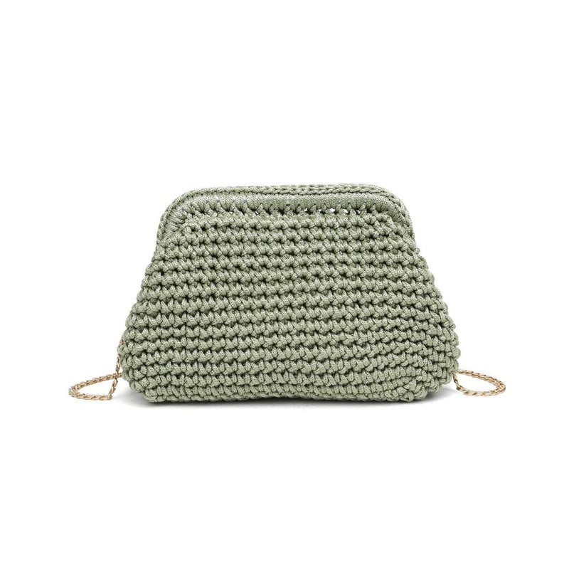 36047ML Anastasia Straw Clutch With Chain Strap - MiMi Wholesale