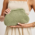 36047ML Anastasia Straw Clutch With Chain Strap - MiMi Wholesale