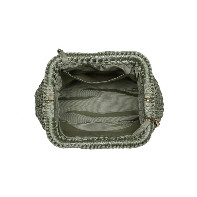 36047ML Anastasia Straw Clutch With Chain Strap - MiMi Wholesale