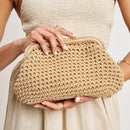 36047ML Anastasia Straw Clutch With Chain Strap - MiMi Wholesale
