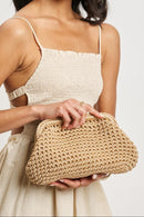 36047ML Anastasia Straw Clutch With Chain Strap - MiMi Wholesale