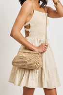 36047ML Anastasia Straw Clutch With Chain Strap - MiMi Wholesale