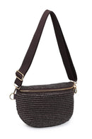 36248EML Gizelle Woven Straw Belt Bag - MiMi Wholesale