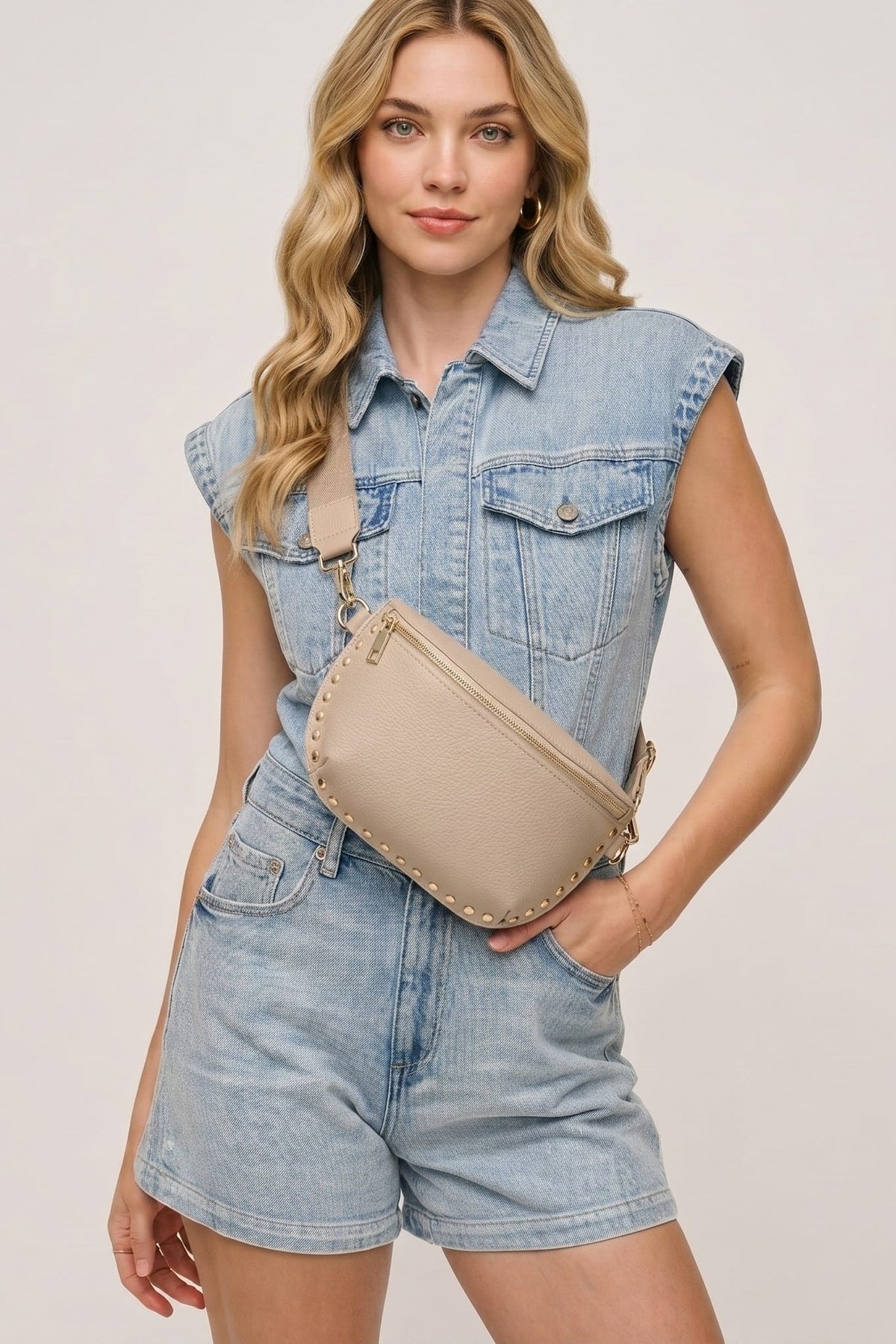 36248ML Studded Fanny Pack/Sling Bag - MiMi Wholesale