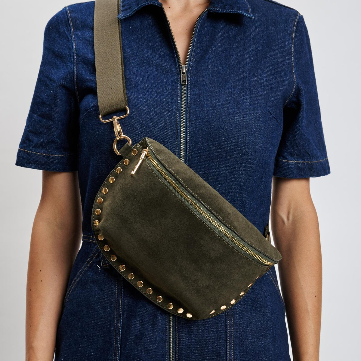 36248SUM Gizelle Suede Studded Crossbody/Sling Bag - MiMi Wholesale