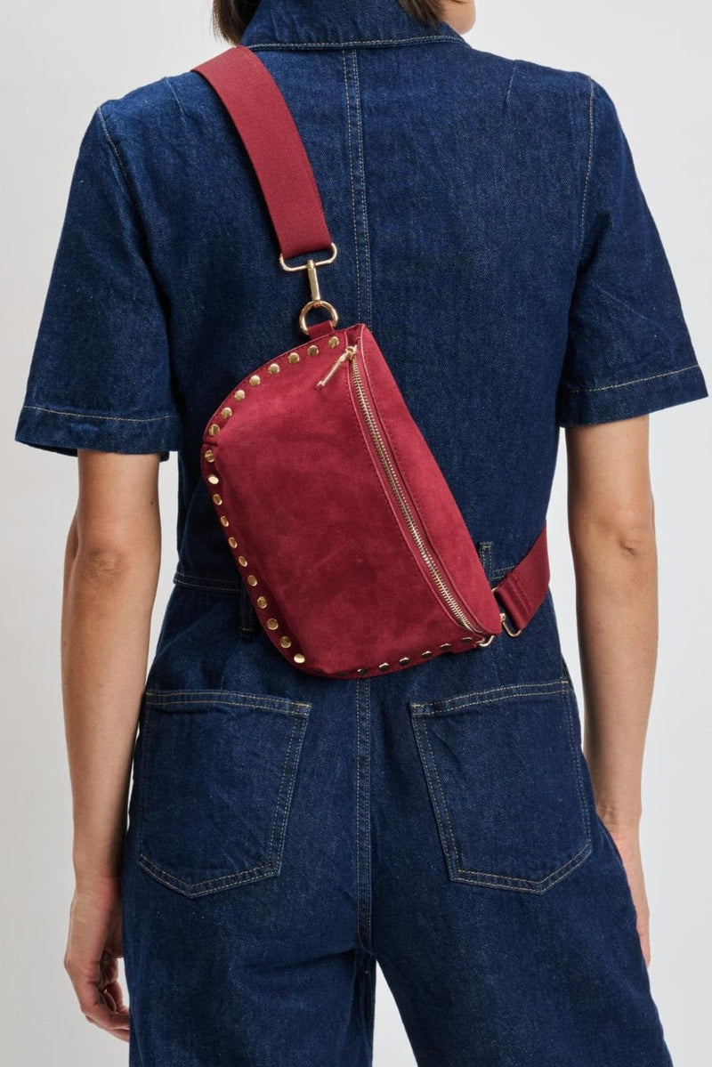 36248SUM Gizelle Suede Studded Crossbody/Sling Bag - MiMi Wholesale
