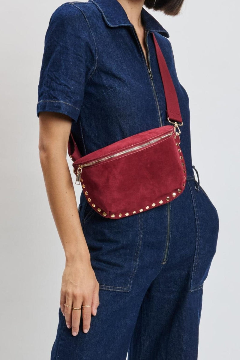 36248SUM Gizelle Suede Studded Crossbody/Sling Bag - MiMi Wholesale