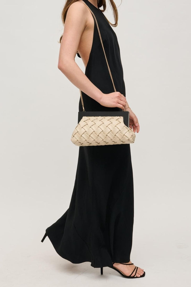 36262 Jamie Woven Clutch With Chain Strap - MiMi Wholesale