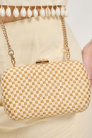 36269ML Roxie Straw Clutch With Chain Strap - MiMi Wholesale