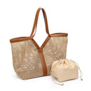 37580 Naida Straw Tote Bag With Removable Pouch - MiMi Wholesale