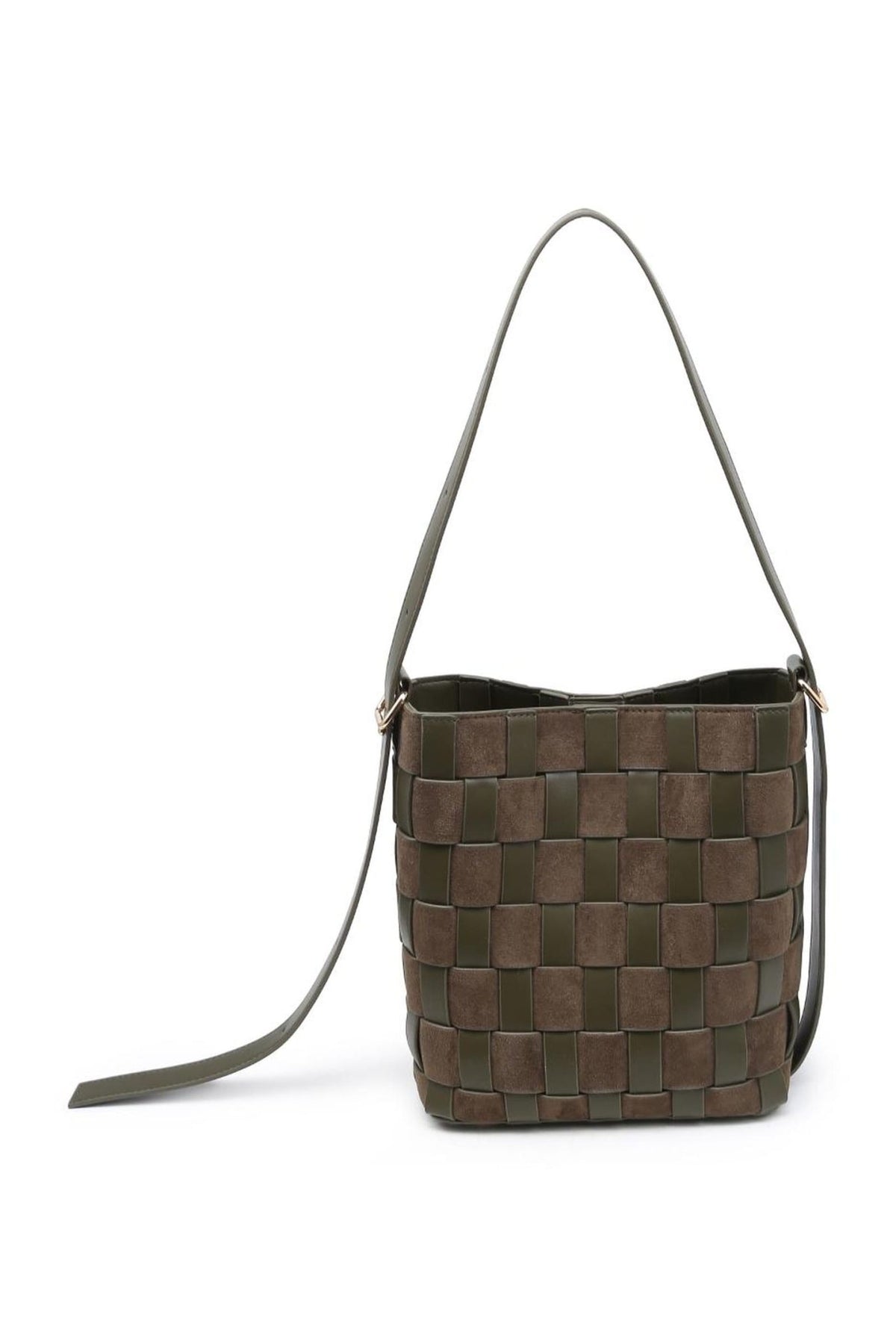 38684ML Naomi Woven Bucket Bag with Zip Pouch - MiMi Wholesale