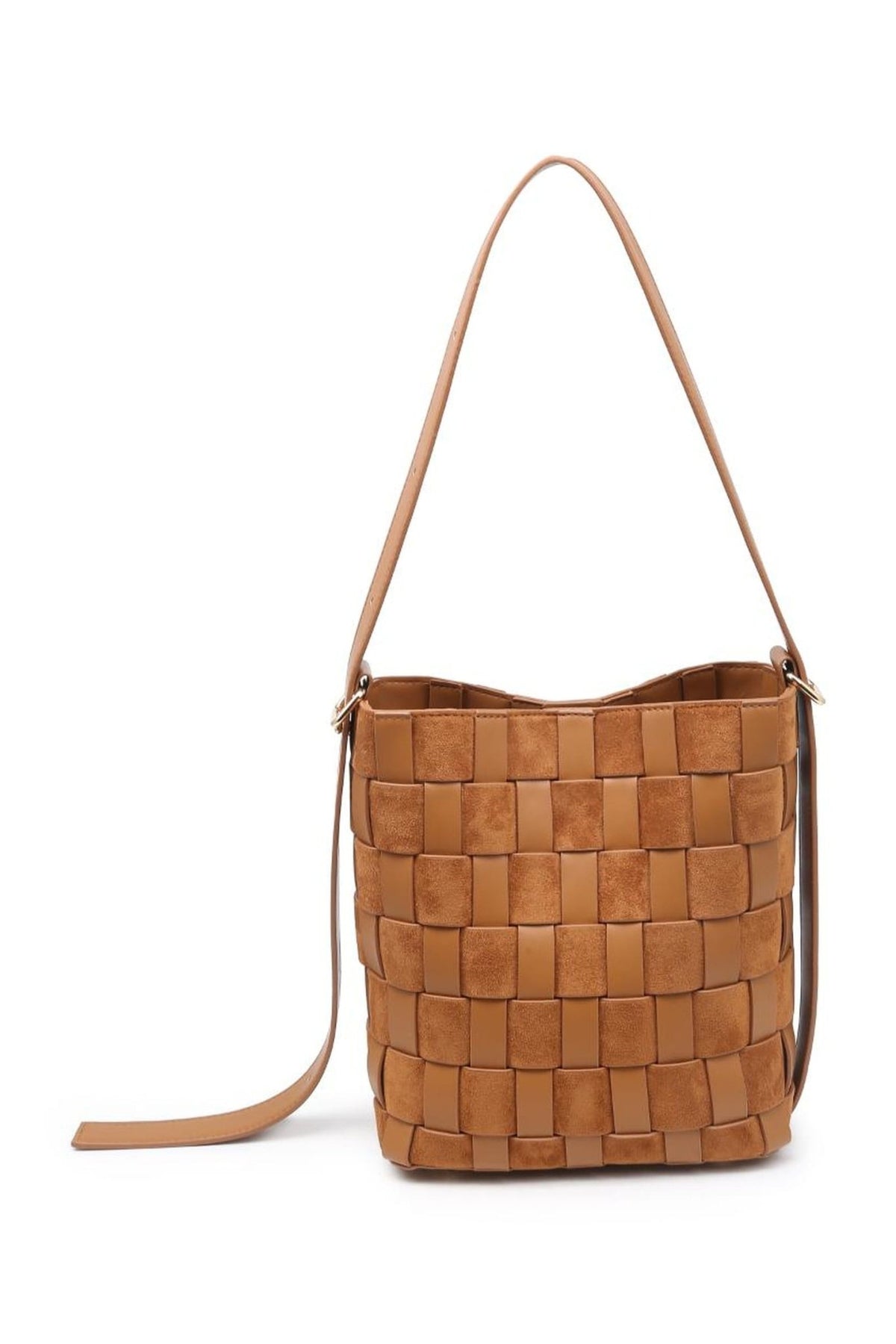 38684ML Naomi Woven Bucket Bag with Zip Pouch - MiMi Wholesale