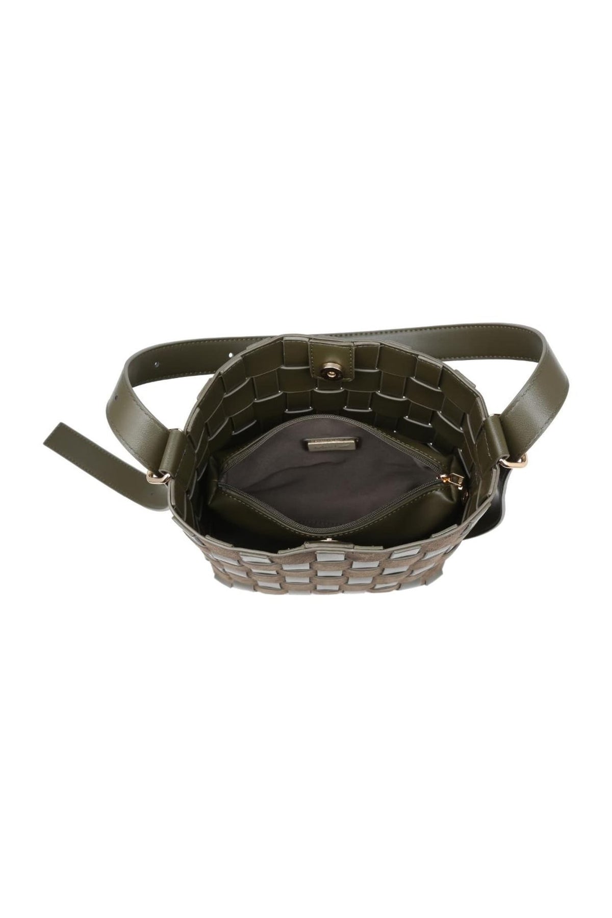 38684ML Naomi Woven Bucket Bag with Zip Pouch - MiMi Wholesale