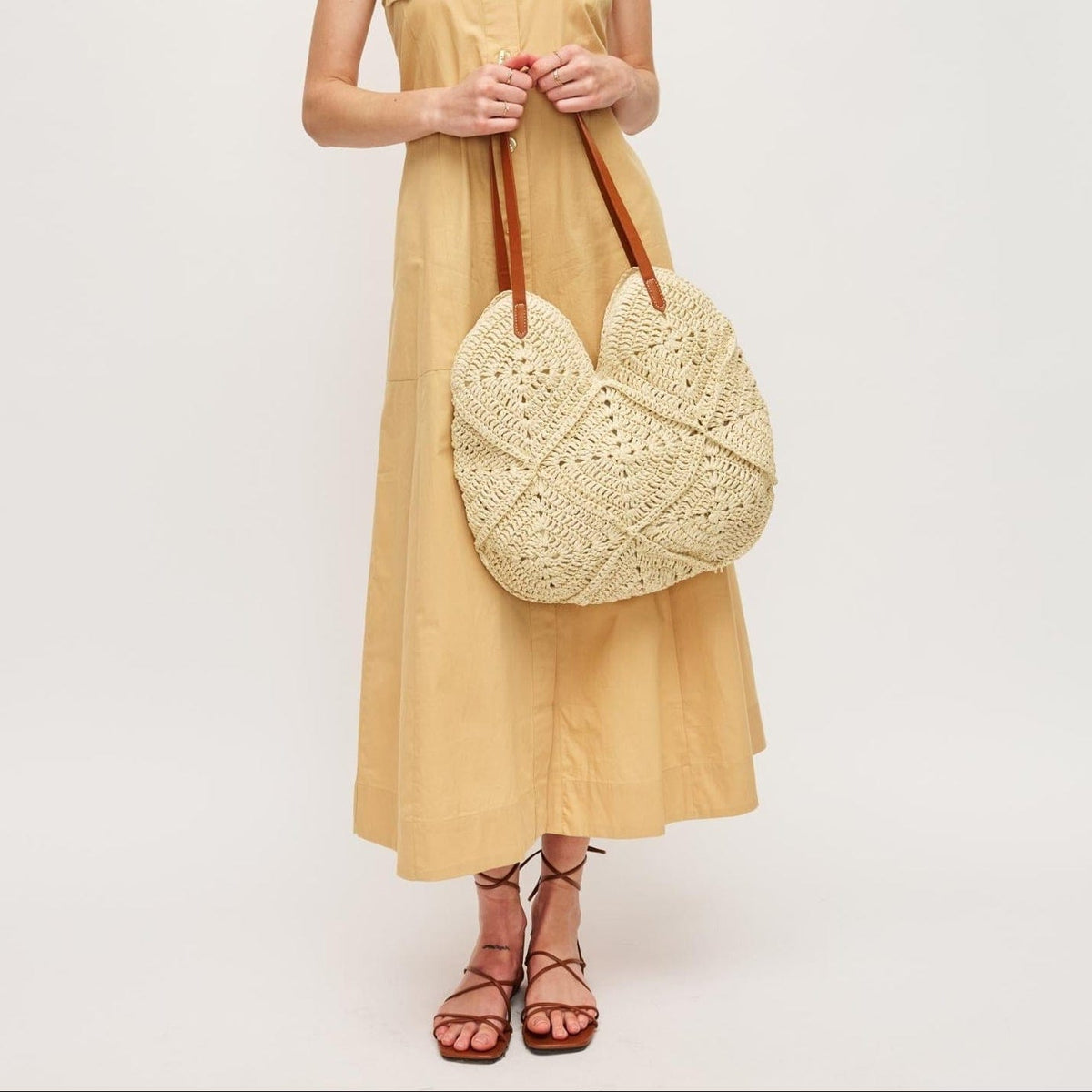 60042A Clara Crochet Straw Tote Bag - MiMi Wholesale