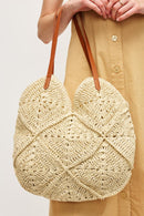 60042A Clara Crochet Straw Tote Bag - MiMi Wholesale