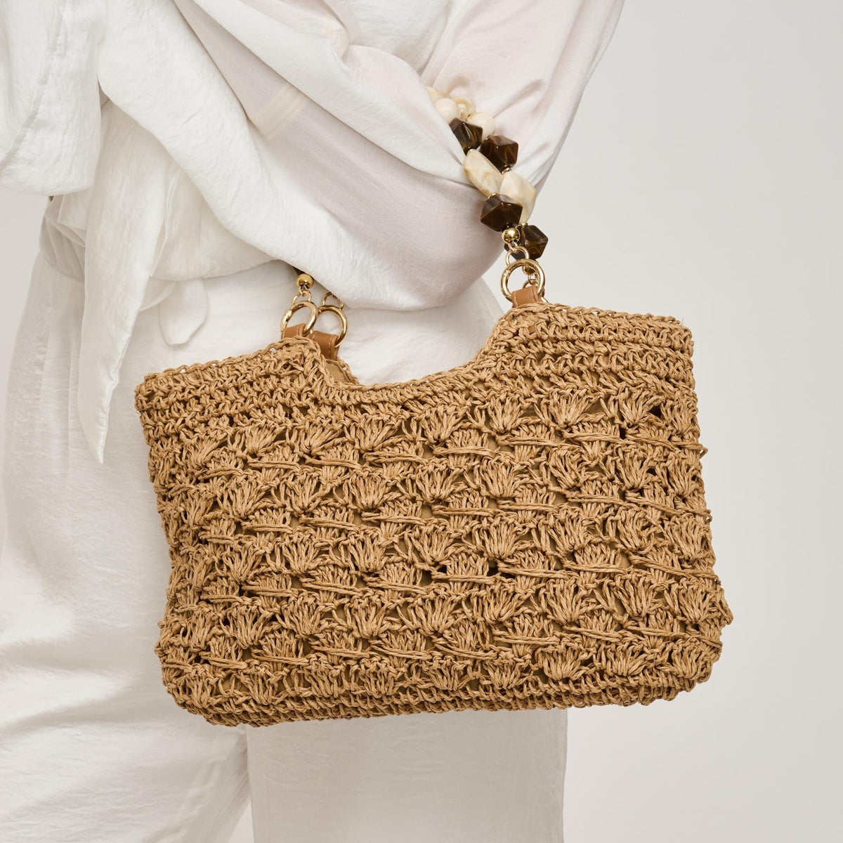 60243 Nora Straw Mini Crochet Tote Bag - MiMi Wholesale