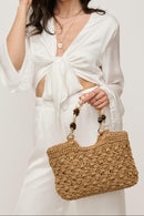 60243 Nora Straw Mini Crochet Tote Bag - MiMi Wholesale