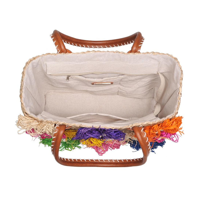 60252 Queenie Straw Flower Tote Bag - MiMi Wholesale