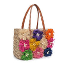 60252 Queenie Straw Flower Tote Bag - MiMi Wholesale