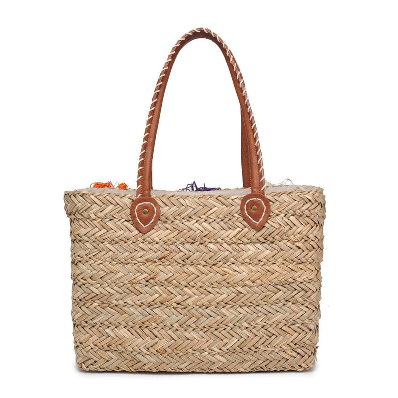 60252 Queenie Straw Flower Tote Bag - MiMi Wholesale