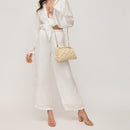 60275A Annie Straw Clutch Bag With Chain Strap - MiMi Wholesale