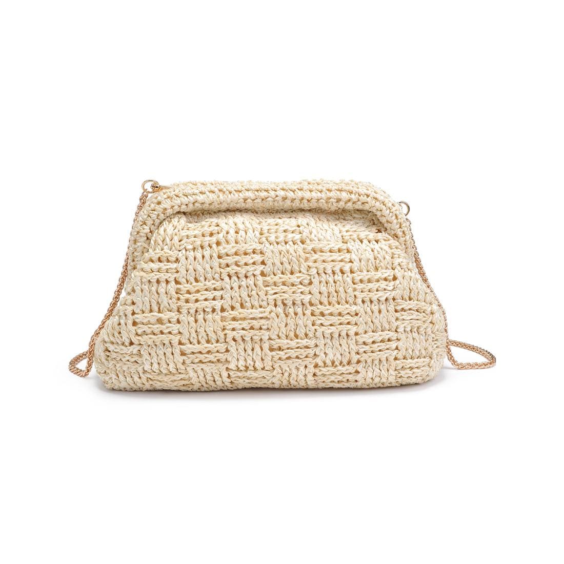 60275A Annie Straw Clutch Bag With Chain Strap - MiMi Wholesale