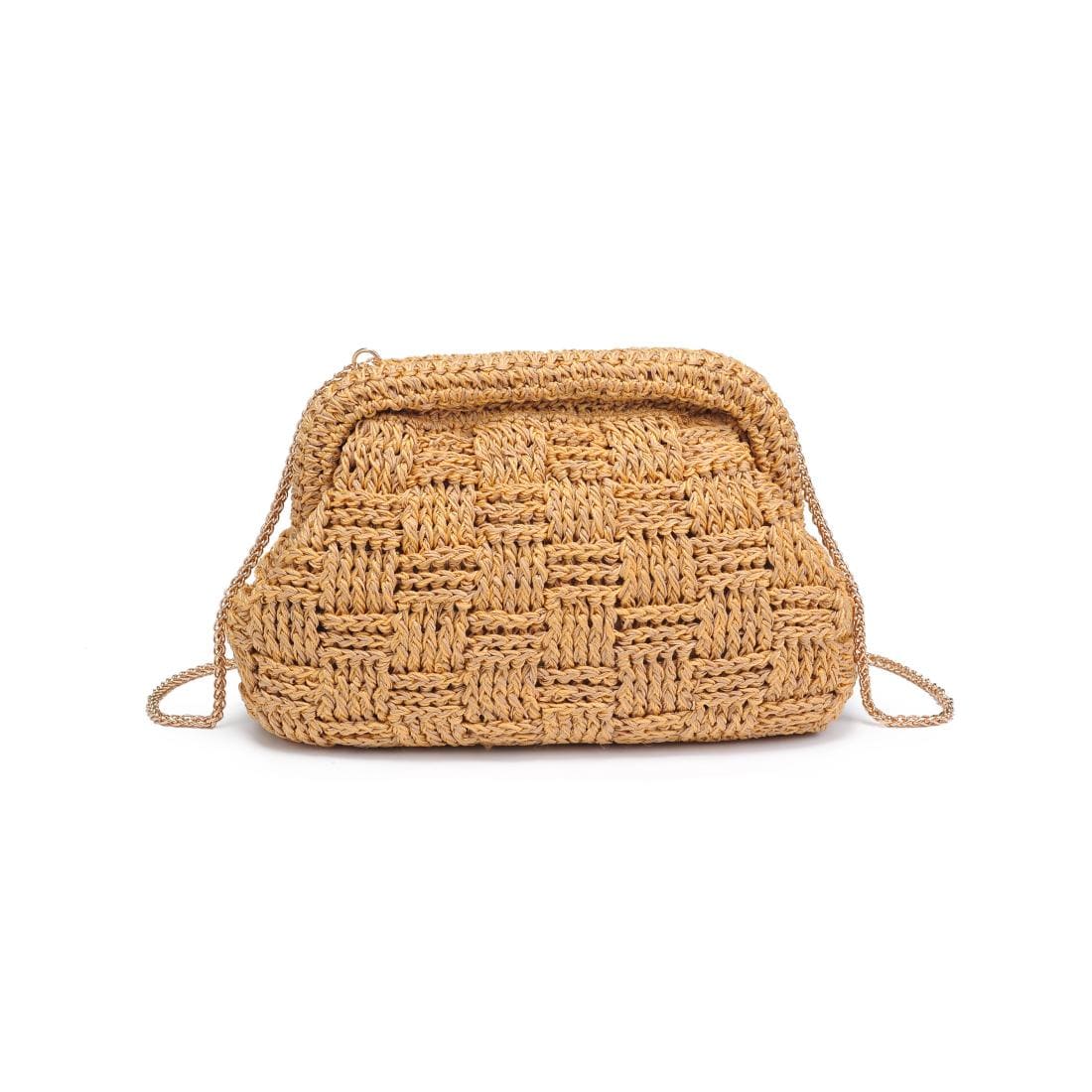 60275A Annie Straw Clutch Bag With Chain Strap - MiMi Wholesale