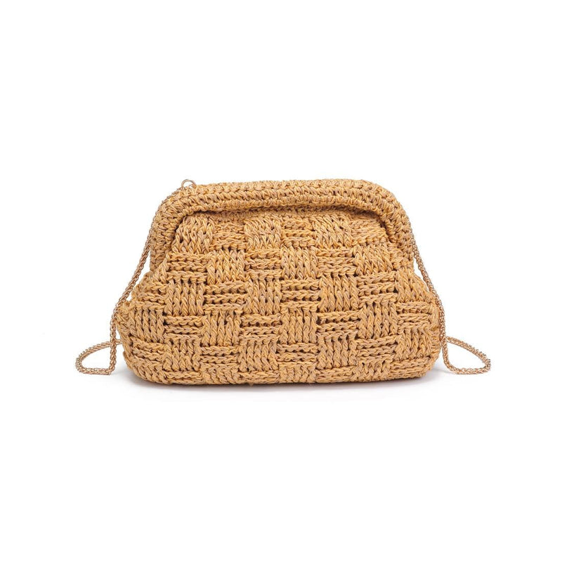 60275A Annie Straw Clutch Bag With Chain Strap - MiMi Wholesale