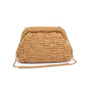 60275A Annie Straw Clutch Bag With Chain Strap - MiMi Wholesale