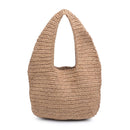60457 Crystal Straw Hobo Tote Bag - MiMi Wholesale