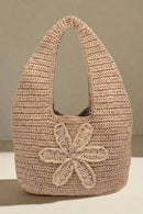 60457 Crystal Straw Hobo Tote Bag - MiMi Wholesale
