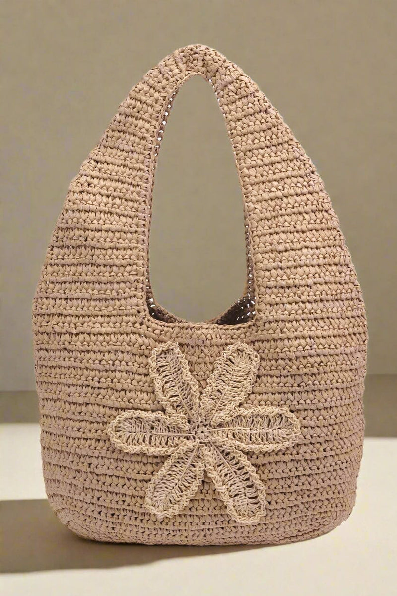 60457 Crystal Straw Hobo Tote Bag - MiMi Wholesale
