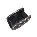 60790 Samantha Floral Straw Clutch/Evening Bag With Chain Strap - MiMi Wholesale