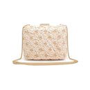 60790 Samantha Floral Straw Clutch/Evening Bag With Chain Strap - MiMi Wholesale