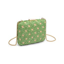 60790 Samantha Floral Straw Clutch/Evening Bag With Chain Strap - MiMi Wholesale