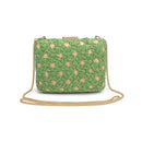 60790 Samantha Floral Straw Clutch/Evening Bag With Chain Strap - MiMi Wholesale