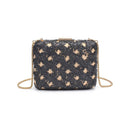 60790 Samantha Floral Straw Clutch/Evening Bag With Chain Strap - MiMi Wholesale