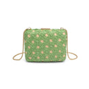 60790 Samantha Floral Straw Clutch/Evening Bag With Chain Strap - MiMi Wholesale