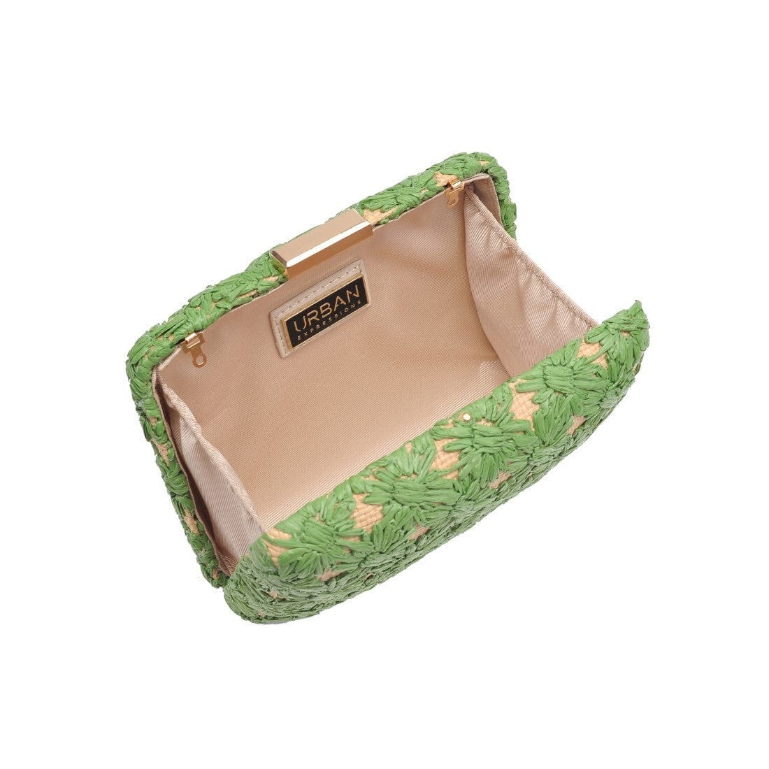 60790 Samantha Floral Straw Clutch/Evening Bag With Chain Strap - MiMi Wholesale