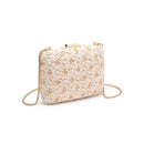 60790 Samantha Floral Straw Clutch/Evening Bag With Chain Strap - MiMi Wholesale